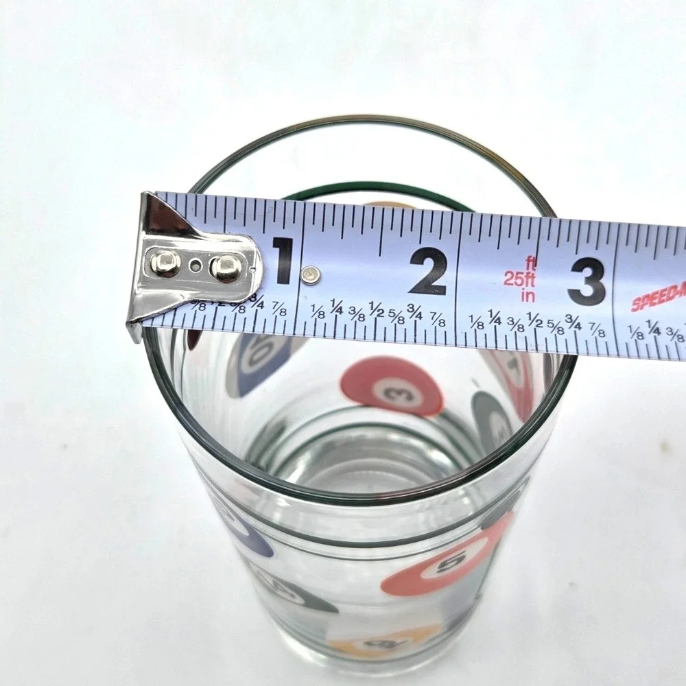 VINTAGE Billiard Pool Ball Tall Glasses 16 oz Glassware Bar Retro‎ Set of 4